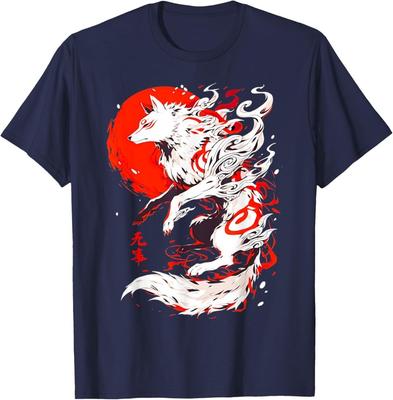 Funny Fox Animal Cute Okami Basic Japan Style Retro T-Shirt