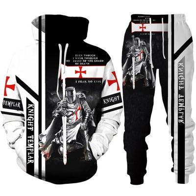 New Men's Retro Knight Templar Armor Hoodie 3D Printed Men Hoodies Leisure Sportswear Sports Pants Two-piece Set Suit