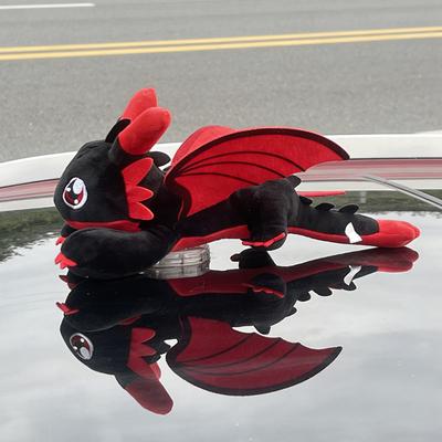 Cute Flying Dragon Plush Car Ornament with Adhesive for Auto Exterior Window Dashboard Motorcycle Home Decor Stuffed Animal Gift