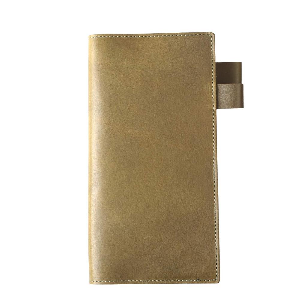 Slim-fit notebook cover, made of genuine Tochigi leather, made in Japan [HBNC-046W] (Green)