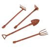 1:12 Dollhouse Miniature Gardening Tools Metal Shovels Pitchfork Furniture Set