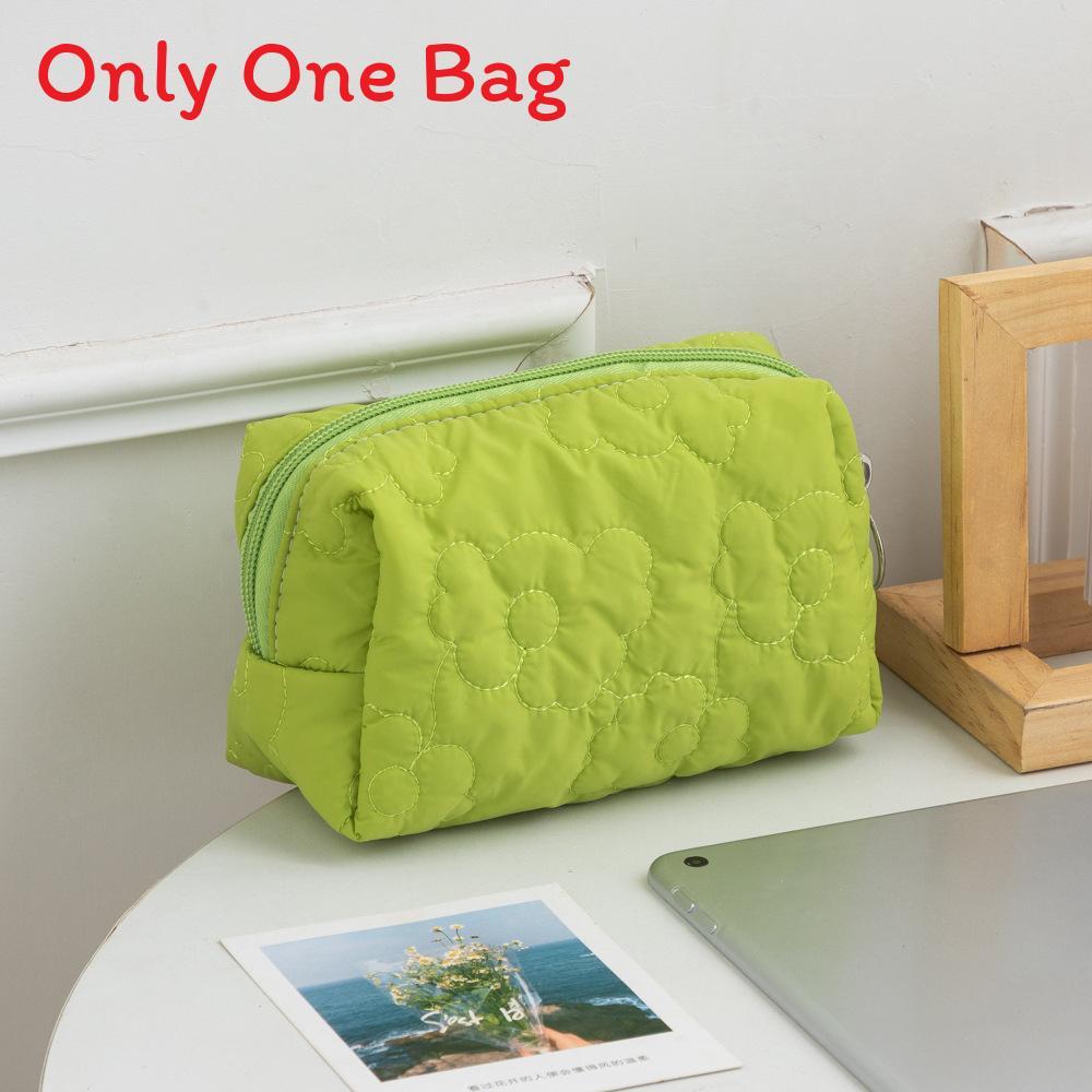 Borsa per cosmetici in poliestere color caramella con design impermeabile per uso quotidiano