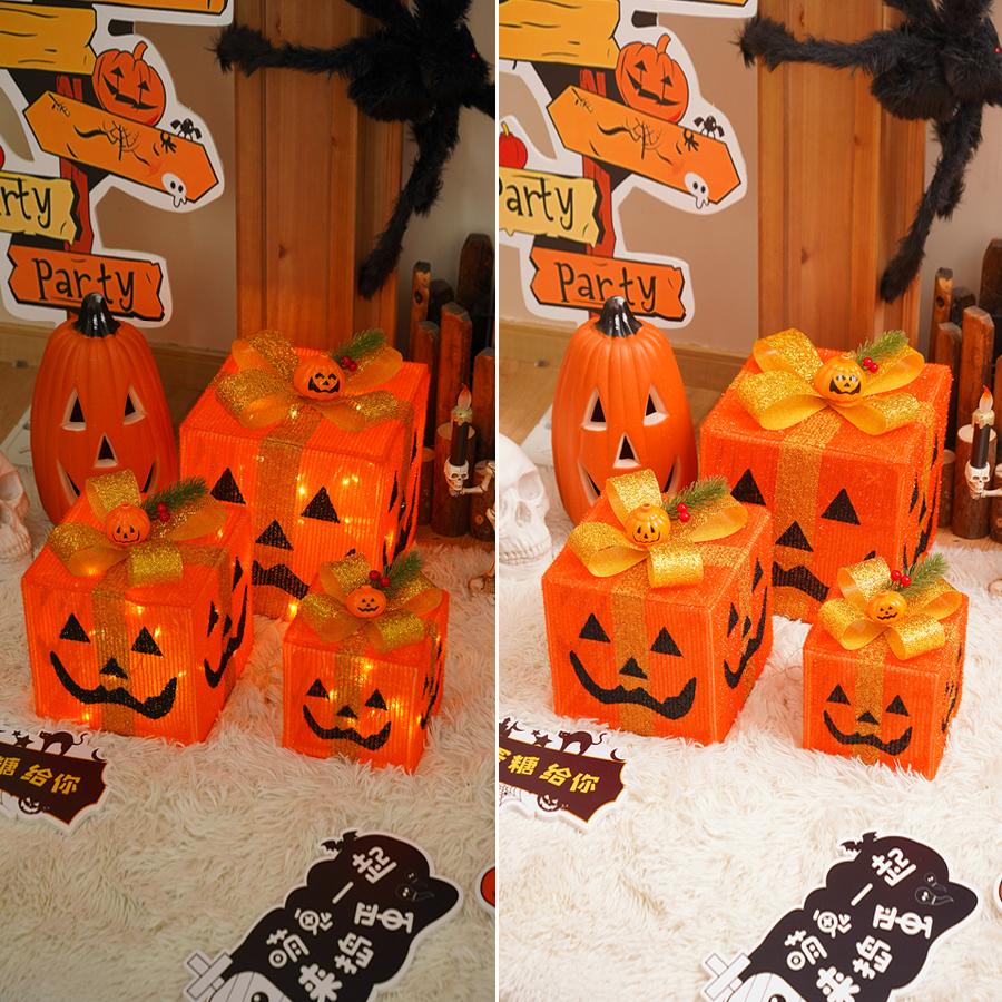 New Pumpkin Gift Box Lamp Three Piece Set Halloween LED Light String Festival Party Decoration Atmosphere Light