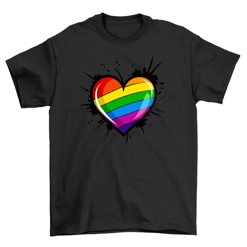Pride_33 Rainbow Heart - Funny and Colorful LGBTQ+ Pride T-Shirt Mens Womens Tees Top, Unisex Printed