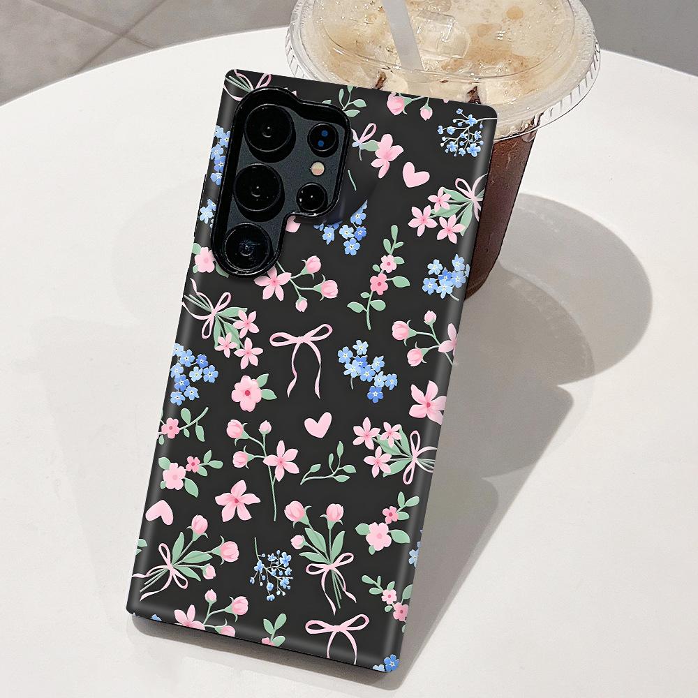 Korean floral bow Samsung S26Ultra mobile phone case ins wind two-in-one film case S24 anti-drop women's model