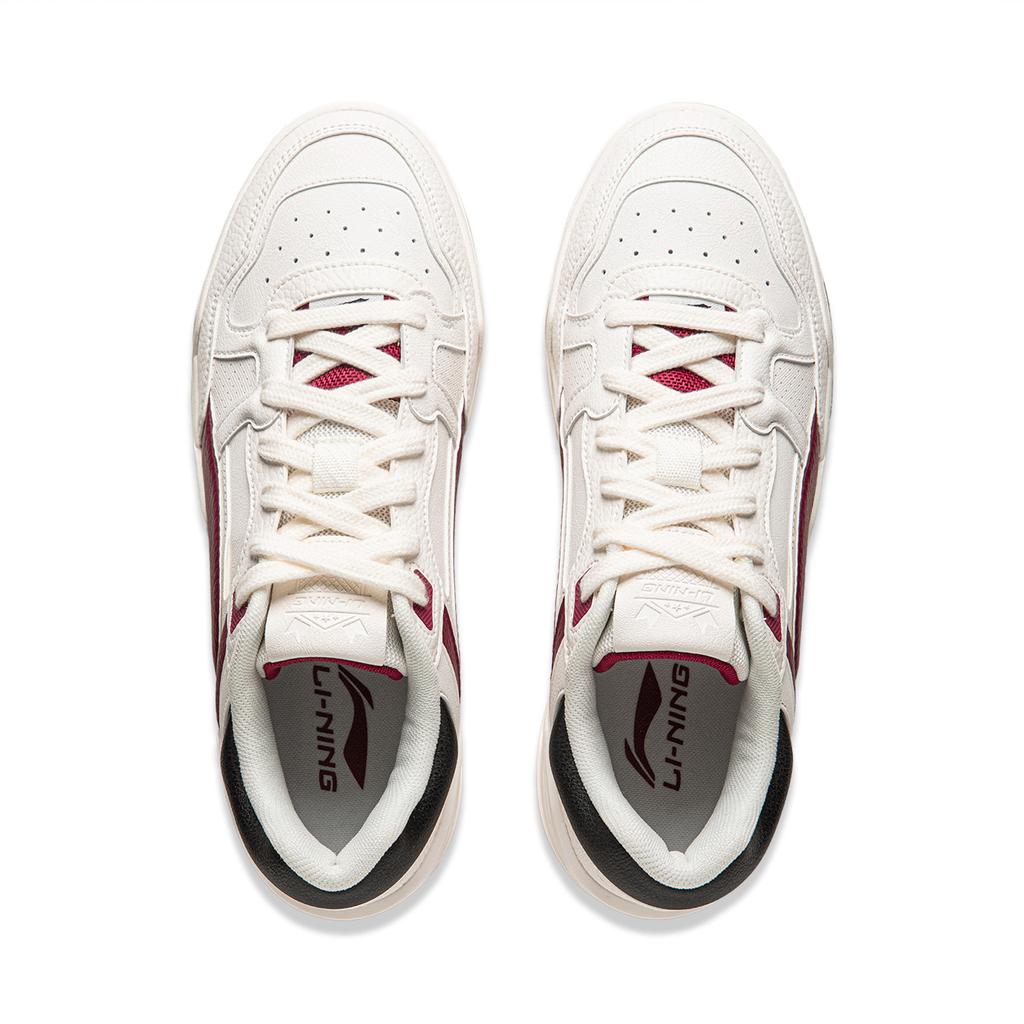 New LiNing Moon White 2.0 Anti Slip And Wear Resistant Breathable Low Top Skateboard Shoes Men's White Red AGCU275-2