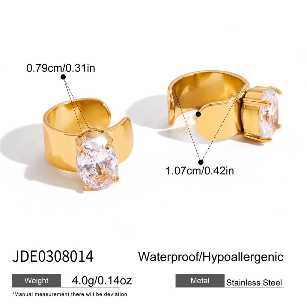 Light luxury high-end 18K gold, water drop-shaped zircon earclip earrings jewelry.