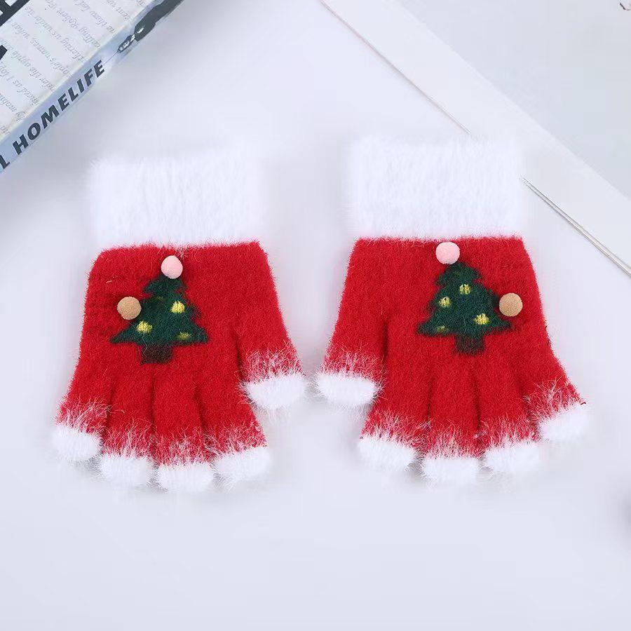 New Autumn-Winter Five-Finger Knit Gloves for Kids (Ages 6-10) - Warm, Cold-Proof, Outdoor, Fingerless