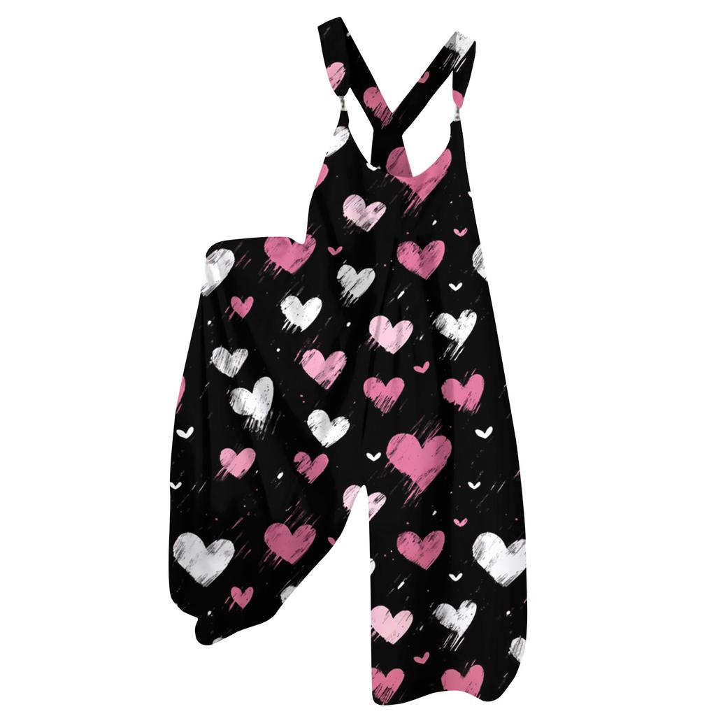 Women's  Overalls  Print Vintage Jumpsuit ,Non,Adjustable Straps,