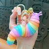 Keychain Pendant Stress Relief Squeeze Toy 3D Slug Fidget Spinner Anxiety Reduction Flexible Sensory Key Chain