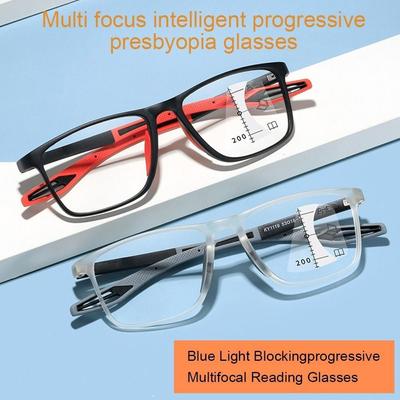 Office Frame Progressive Multifocal Simple Ultra Light Glasses Sports Reading Glasses Anti-Blue Light Presbyopic Eyewear