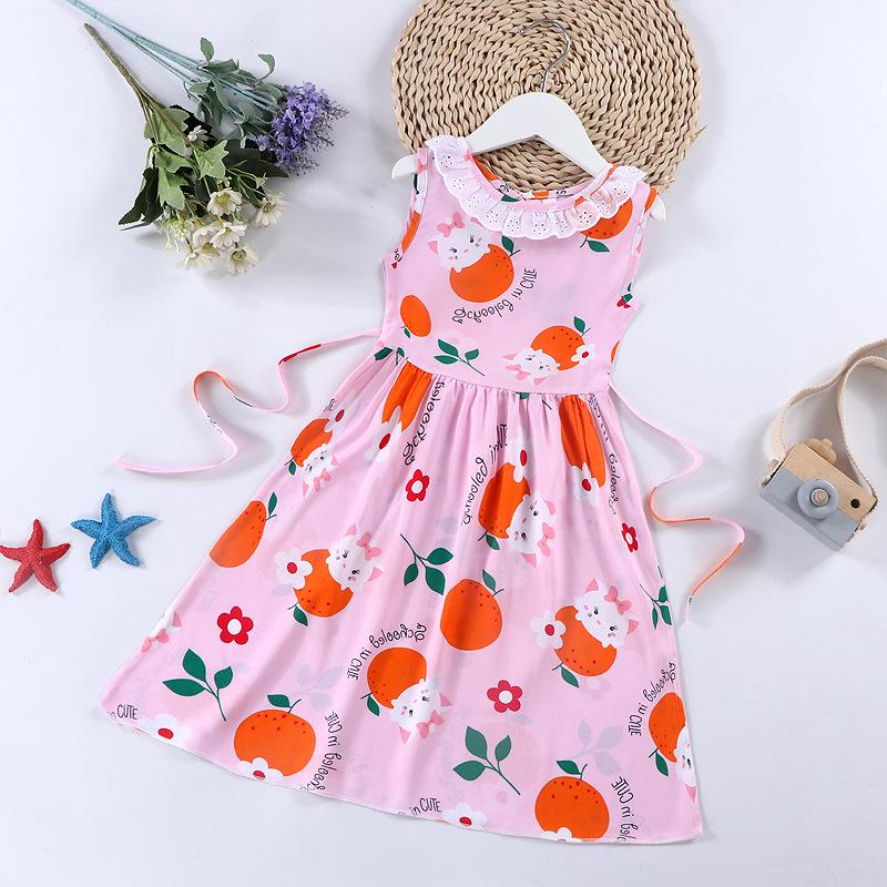 Sommer Koreanischer Stil Baumwollseide Kleid für Baby Mädchen - Prinzessin Mode Pyjamas