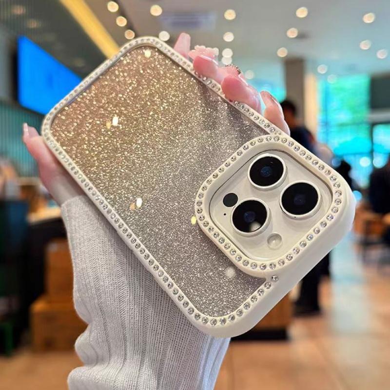 Double-sided Diamond Phone Cover For iPhone 13 14 Plus 15 16 Pro Max Gradient Color Dazzling Case For iPhone 12 11 Hard Cases