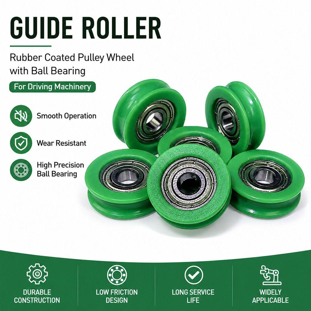 10Pcs Nylon POM Bearing Pulley Stainless Steel Rubber-Coated Pulley for Doors Windows