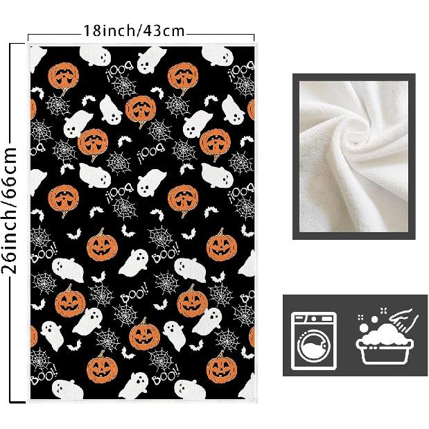 XCHI Halloween Spooky Ghost Black Kitchen Towels Dish Towels 18x26 Inch Home Kitchen Decorations Hand Towels Set of 2 Drying Dishcloth