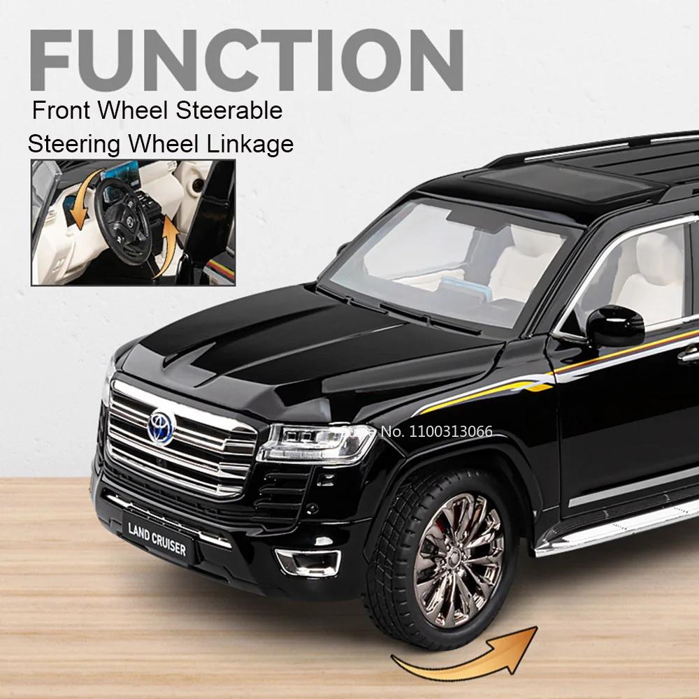 1:18 Alloy Diecast Land Cruiser LC300 Models Toys Cars 6 Doors Opened SUV with Light Music Pull Back Vehicles Toddler Kids Gifts