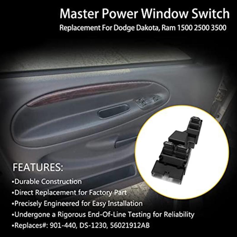 Car Power r Electric Window Controller Switch Console Sturdy Replacement Part Compatible for  56021912AA 901440