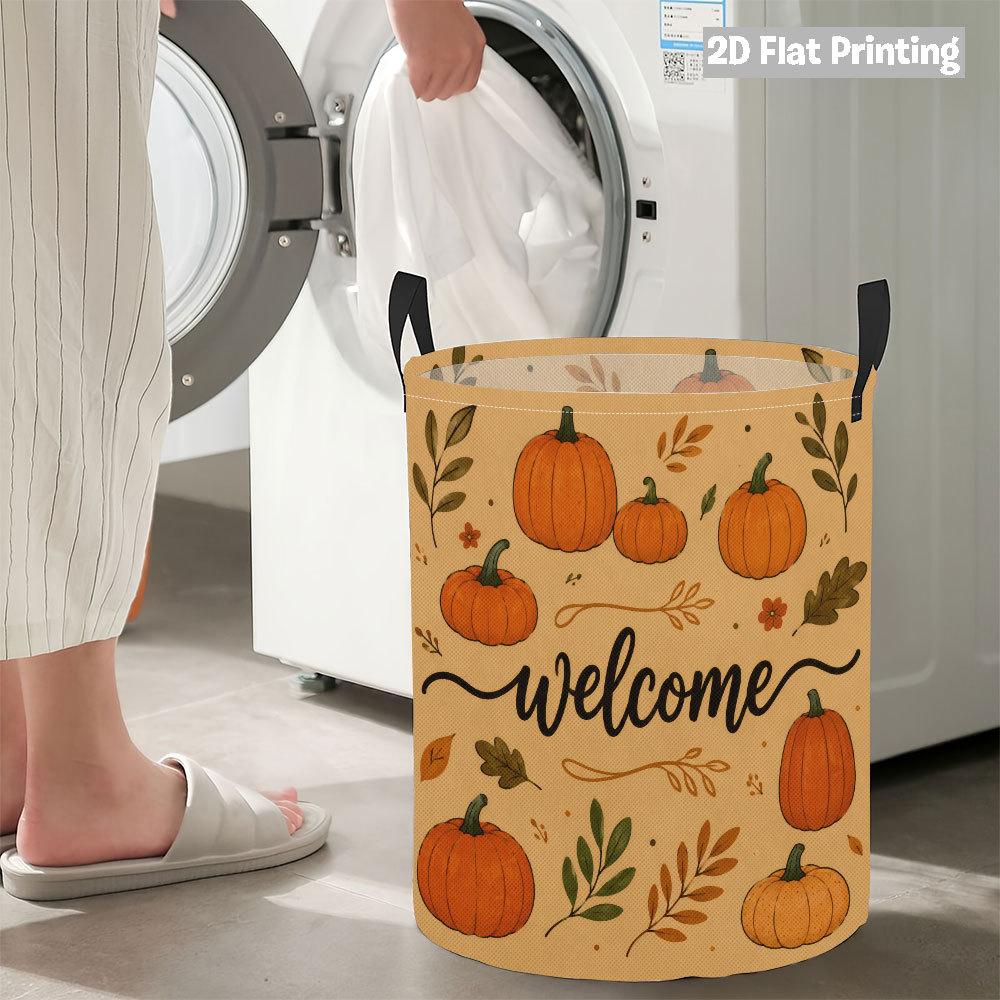 Collapsible Laundry Basket Large Round Waterproof Fabric Hamper Dirty Clothes Storage Bin Toy Organizer with Handles