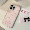 Japanese Style Pink Plaid Bow Phone Case Compatible and Suitable for iPhone15 14 13/12promax
