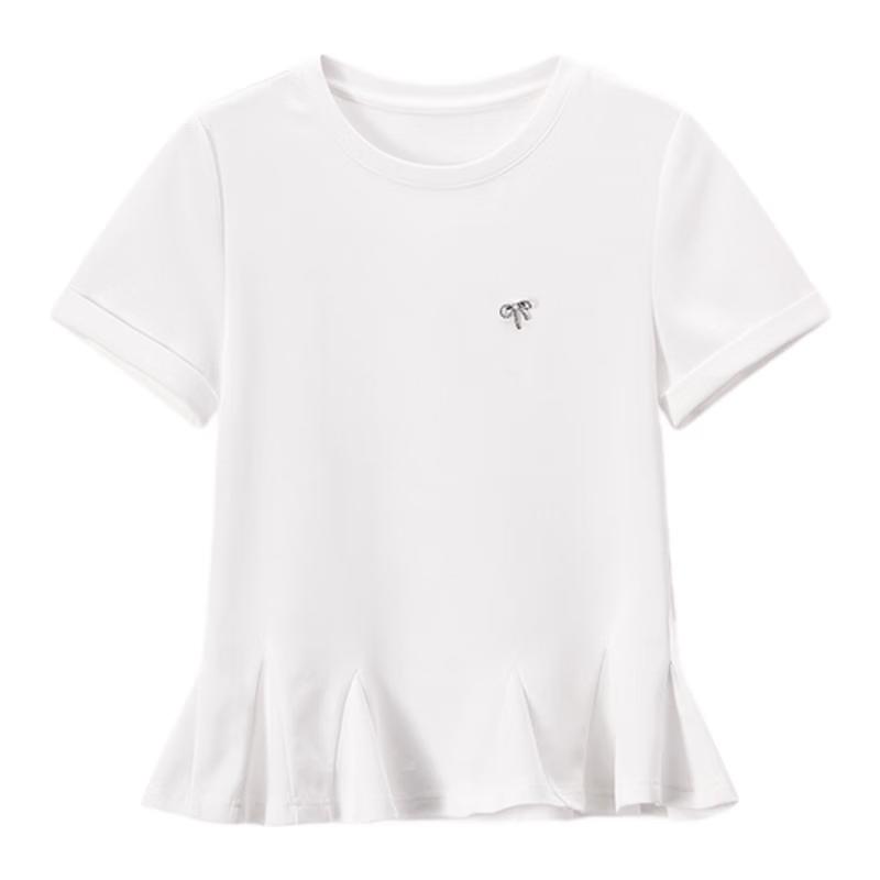 Women s French Ruffle Cotton Short Sleeve T-Shirt S