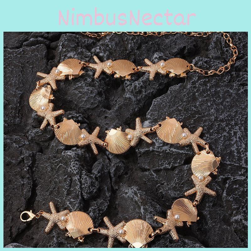 Shell Bohemian Pearl Starfish Metal Waist Chain Summer Beach Accessory Vacation
