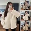 Women's Fleece Jacket Oversized Zip Up Stand Collar Fuzzy Sherpa Coat with Pockets Casual Winter Fall Outerwear
