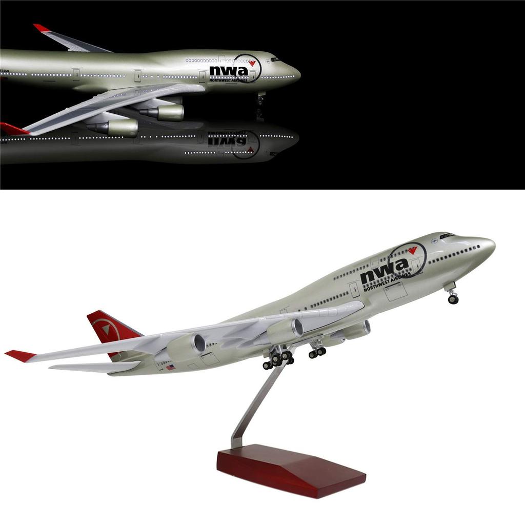 1:150 Scale 47cm 747 Model Airplane Northwest Boeing B747 Plane Models Diecast Airplanes with LED Light for Collection Decoratio