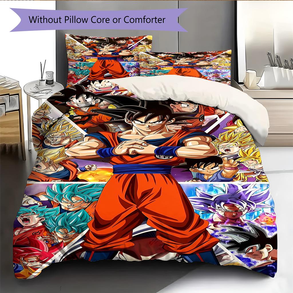 Juego de Ropa de Cama con Estampado de Dibujos Animados Colcha Funda de Colcha Funda de Almohada Decoración del Hogar Regalo de Cumpleaños (1 * funda nórdica + 2 * fundas de almohada, sin núcleo)