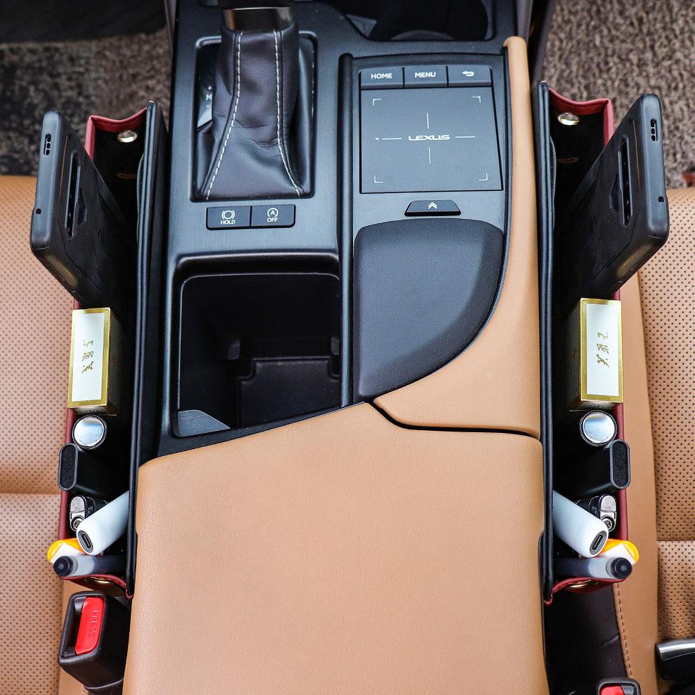 Car Seat Slit Organizer Leather Storage Box Auto Interior Accessories For Peugeot 308 406 407 408 508 106 107 108 2008 3008 5008