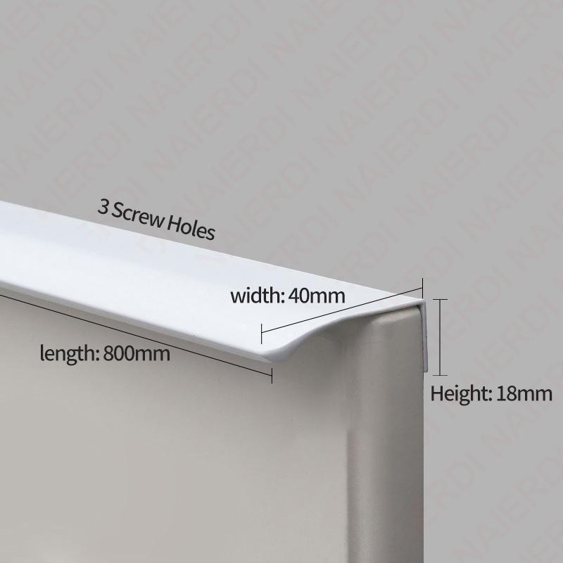 NAIERDI White Long Cabinet Handles Aluminum Alloy 800-1200mm Hidden  Furniture Handle Drawer Knobs Cupboard Pulls