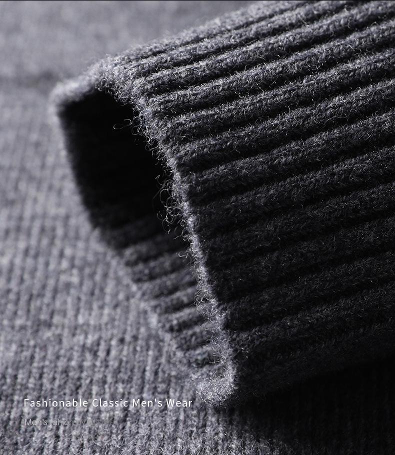 Herren Kaschmir Pullover mit halbem Reißverschluss, dicke Wolle, Langarm, Winter Baselayer