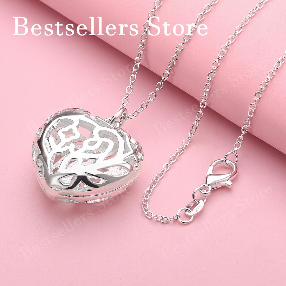 925 Sterling Silver 16-30 Inch Exquisite Heart-shaped Hollow Pendant Necklace, Women's Jewelry Gift, Fashionable Wedding
