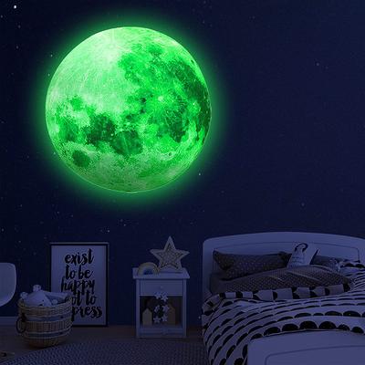 Glow In The Dark Moon Wall Sticker for Kids Baby Room 3D Space Planet Wall Sticker Living Room Home Decals