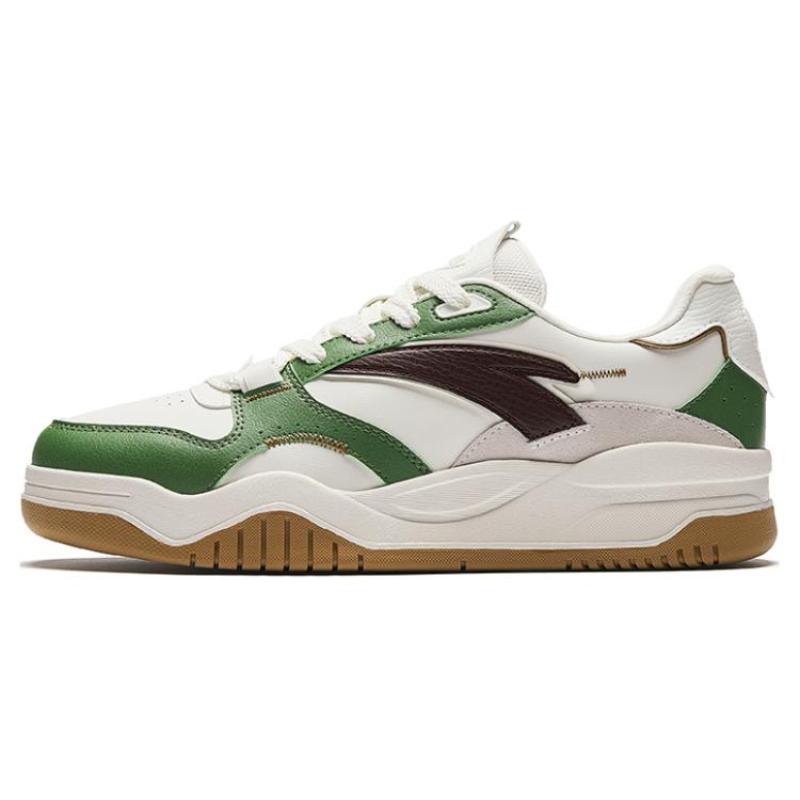 Anta Wave Shoe Platform Slip Resistant Height Increasing Low top Skateboard Shoes Men's White Green Sneakers 912348003-8