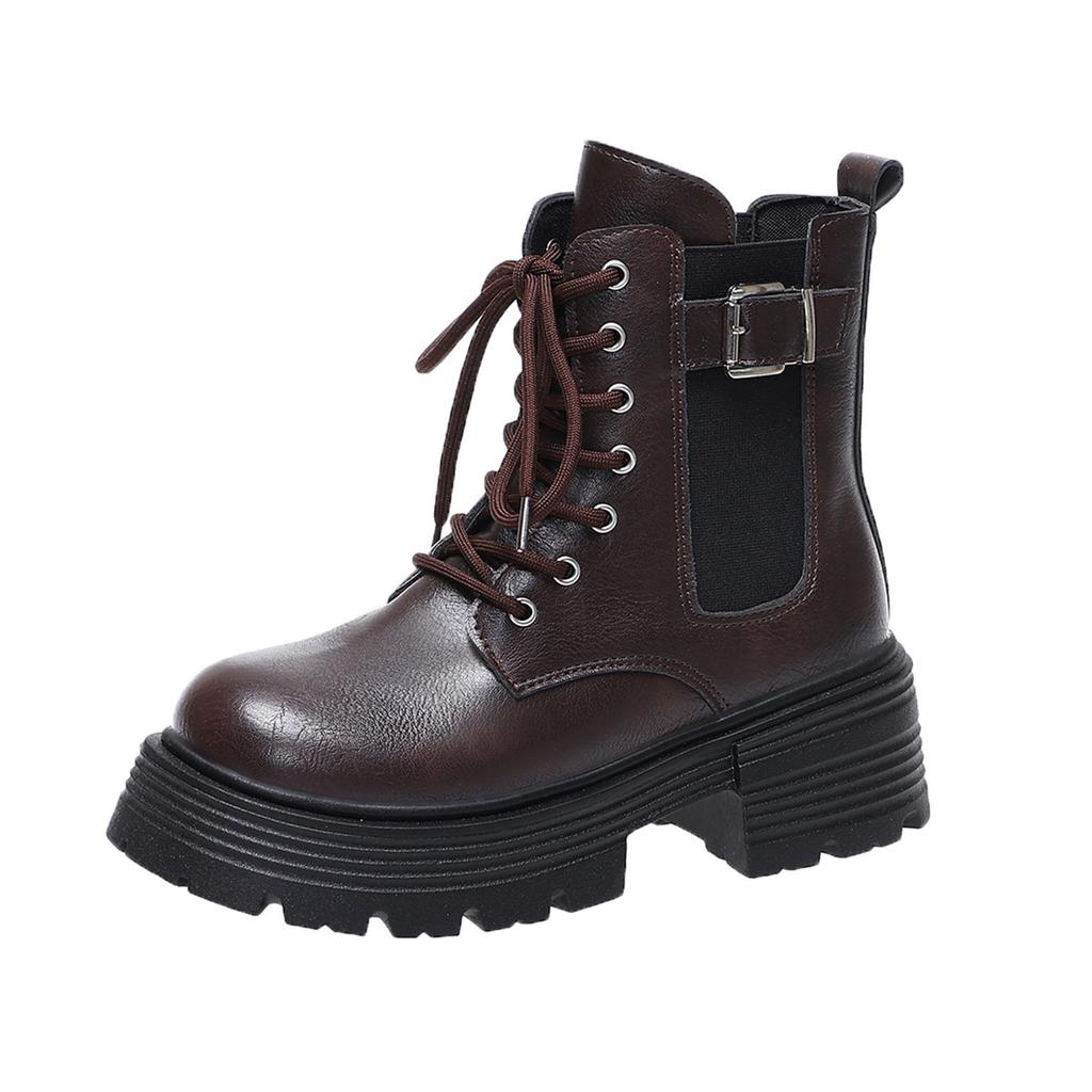 Große Größe Martin Stiefel Damen Winter neu Britischer Stil neue kurze Stiefel Damen Schnürer dicksohlige hohe Retro Lokomotivstiefel