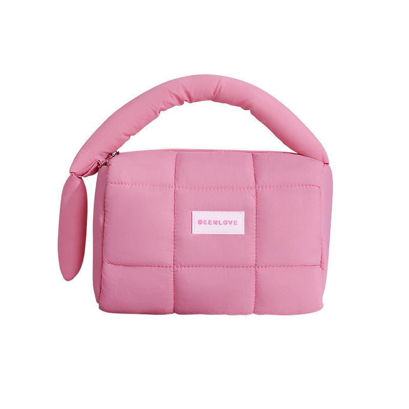 Puff Portable Storage Bag, Candy Color, Cotton Filling, Cosmetics Storage Bag, Makeup Bag, Large Capacity, High-end Feel