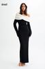 Dámské bodycon svetrové šaty s odhalenými rameny, s dlouhým rukávem, elegantní, žebrované, koktejlové, formální, podzimní, jarní, pletené, maxi šaty