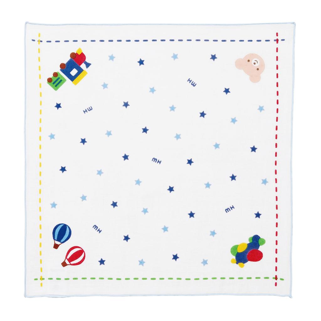 Gauze Handkerchief Gauze Set of Made In 35 X 35 Childbirth Baby Baby Gift Blue [MIKI HOUSE] Set, Handkerchief, Towel, 2, 100% Cotton, Japan, Cm,
