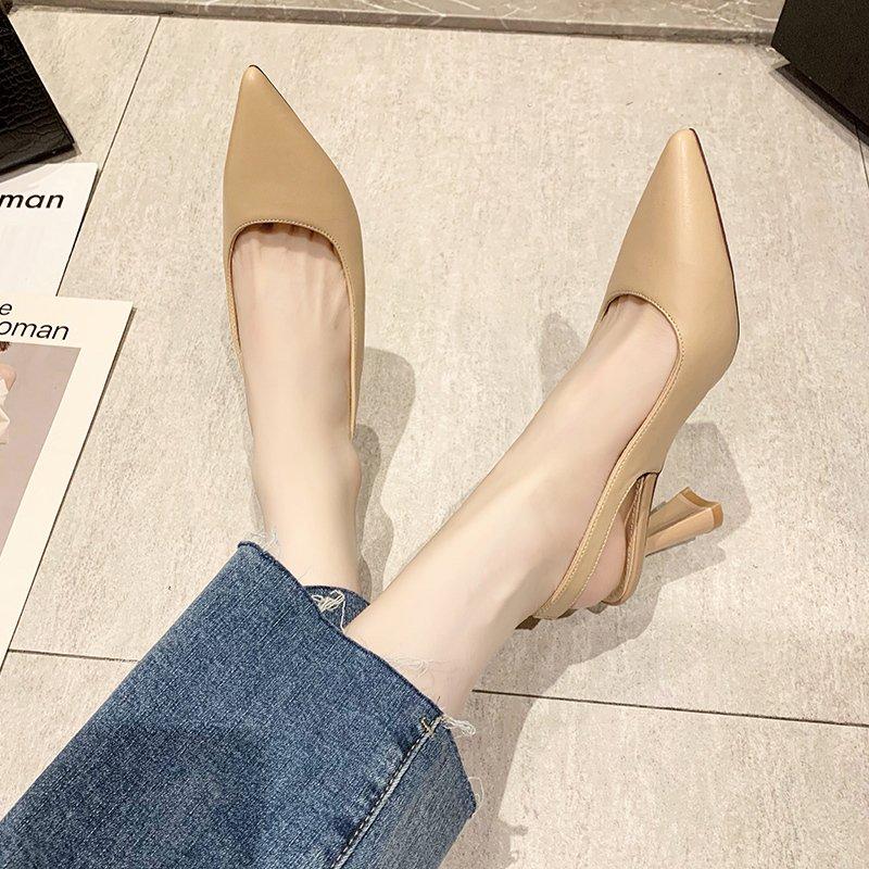 

Мода Bailamos Женские Сандалии Острый Носок Элегантная Обувь на Низком Каблуке Летняя Мода Слингбэк Женские Мюли Туфли Лодочки Туфли для Платья 39