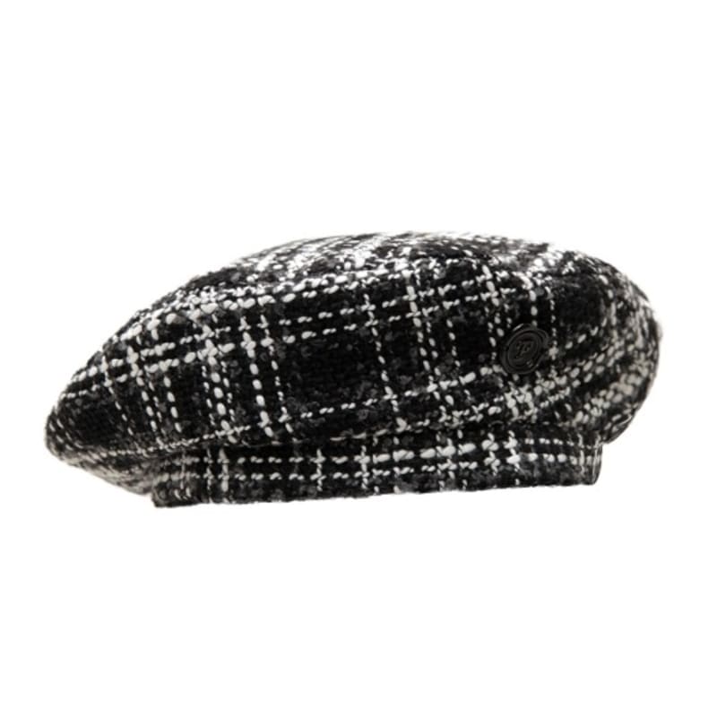 poesiedame tweed beret_black and white