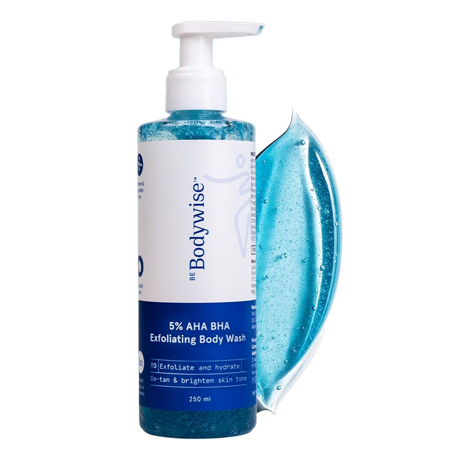 Be Bodywise 5% AHA BHA De-Tan Exfoliating Body Wash 250ml | For Body Acne, Strawberry Skin, De-Tan 250g