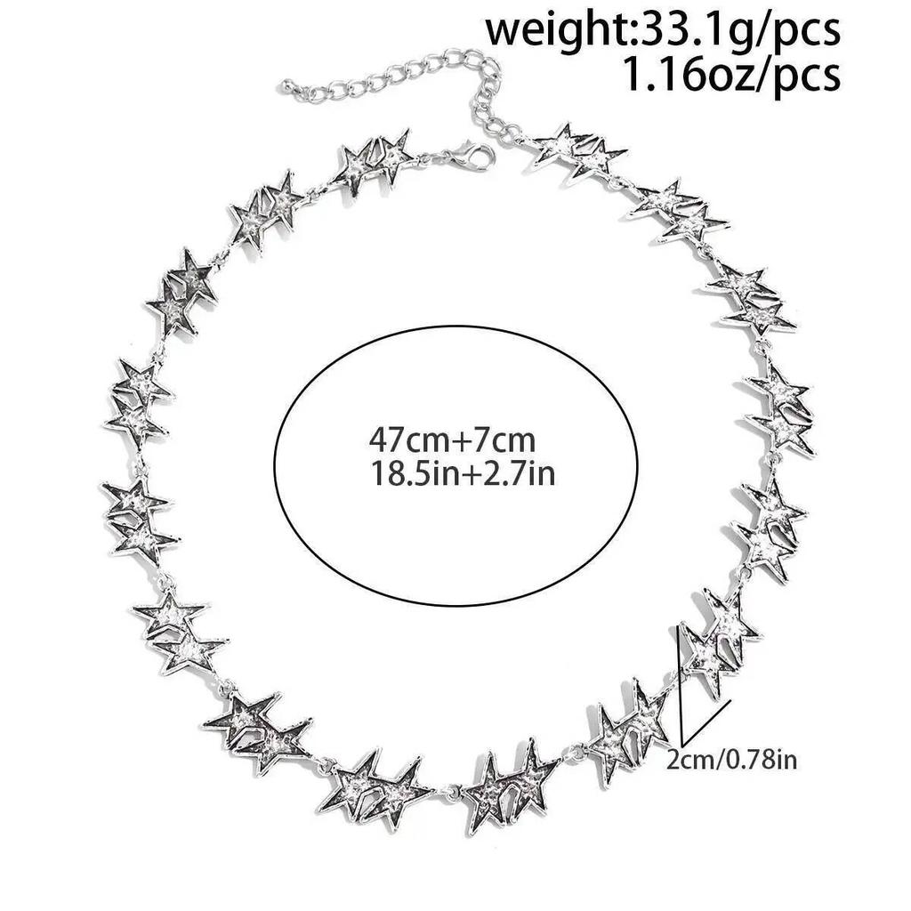 Ingemark Punk Geometric Pentagram Pendant Choker Necklace for Men Hip Hop Sliver Color Necklace Men Fashion Street Jewelry Gift