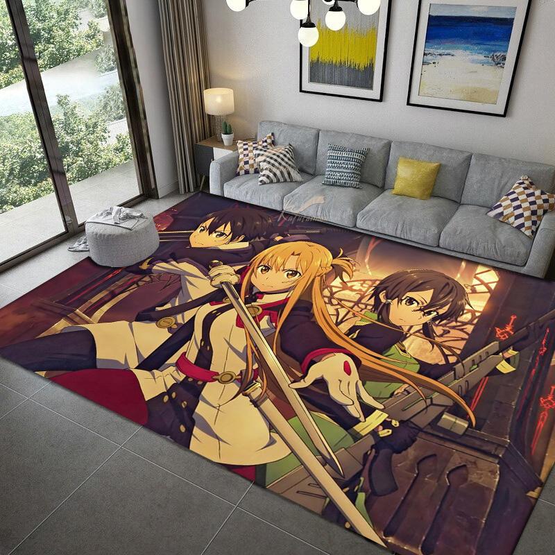 Sword Art Online anime Dywan wielorozmiarowy Dywan do salonu sypialni pokoju dziecięcego Dekoracja domu Dywanik podłogowy Mata antypoślizgowa Mata pod kanapę