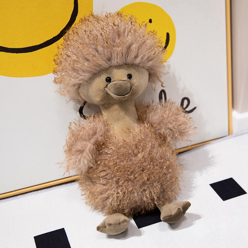 Curly Plush Toy Hair Yellow Duck Stress Reducing Doll Short Plush Pp Cotton Gift