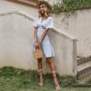 New women's summer floral skirt short-sleeved v-neck short slim-fit dress