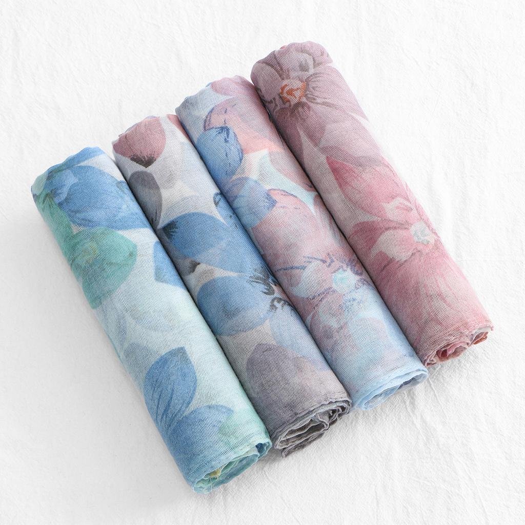Wrap Silk Film Scarfs For Women Lightweight Fashion Scarves Sunscreen Neck Scarves For Women Print Floral Pattern Scarf Shawl