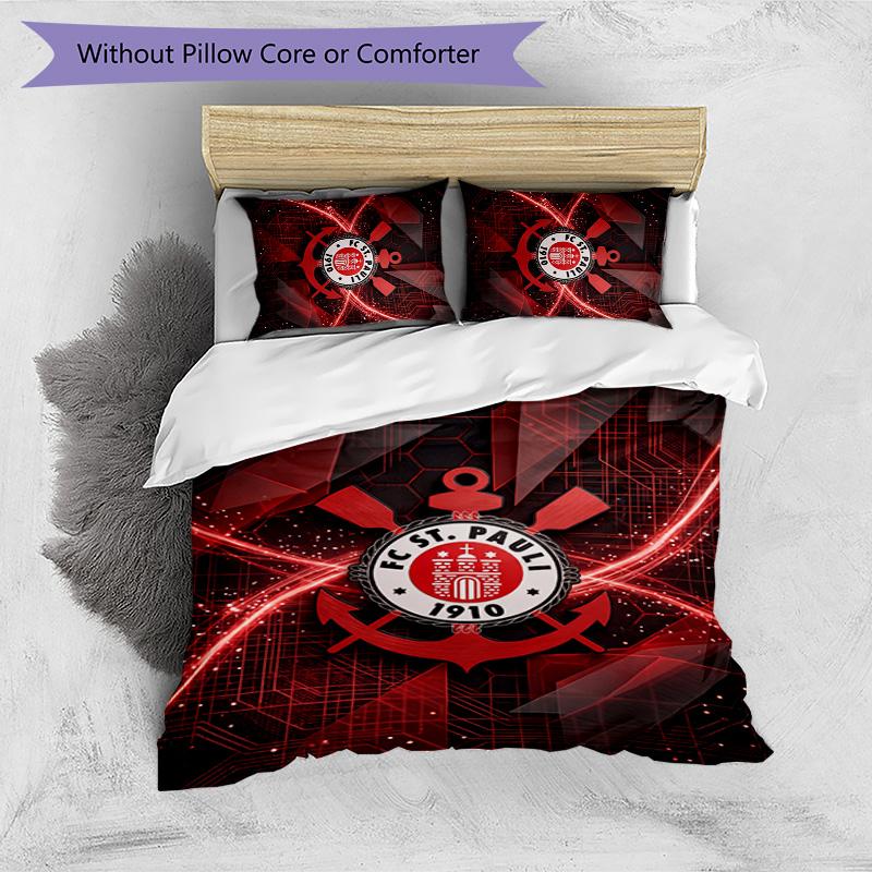FC St. Pauli Football Printed 3 Pieces Bedding Set, Comfortable Skin Friendly Bedroom Duvet Cover Set