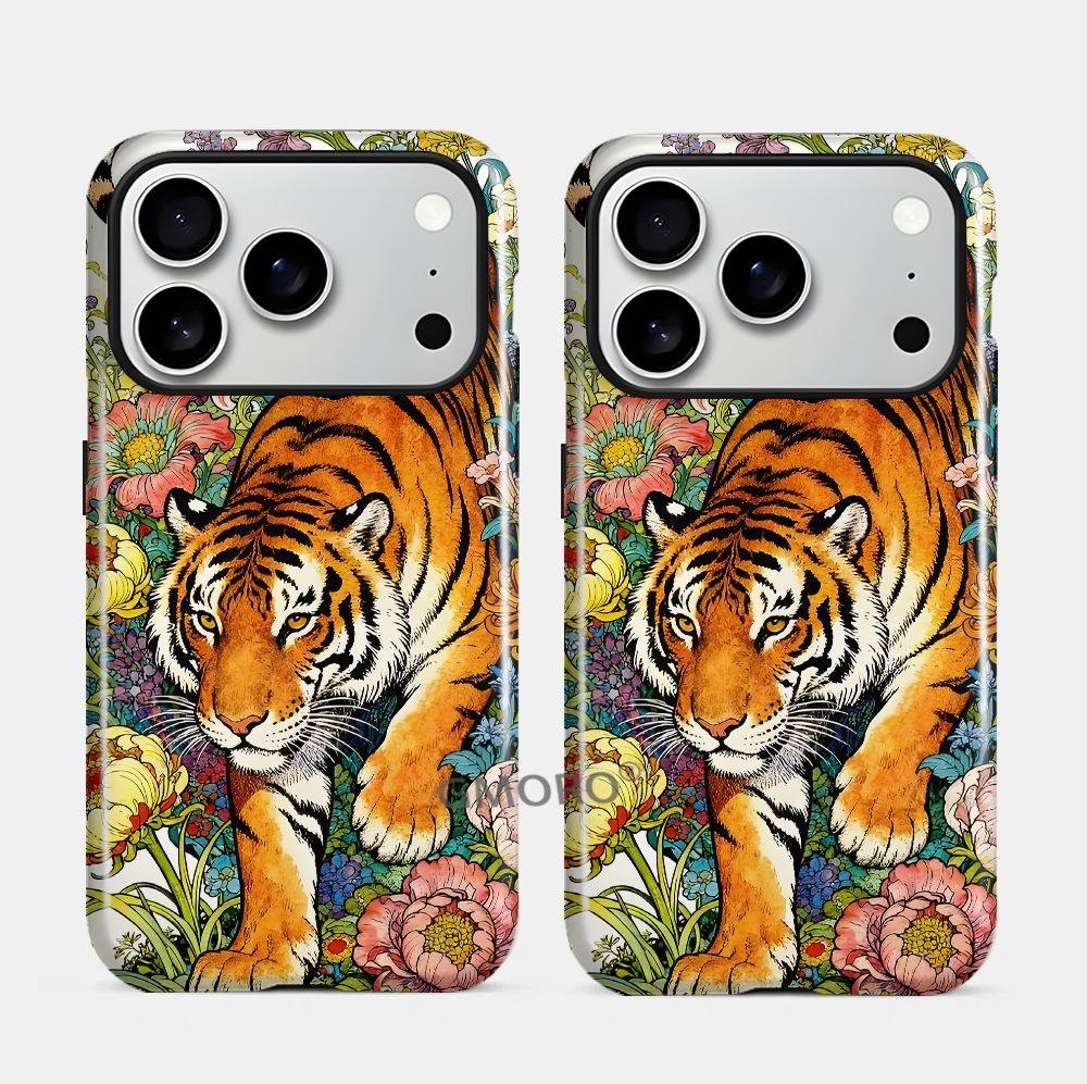 New Chinese Tiger Downhill Apple 17 Mobile Phone Case Filin 2-in-1 iPhone15pm Frosted Anti-drop Protective Case