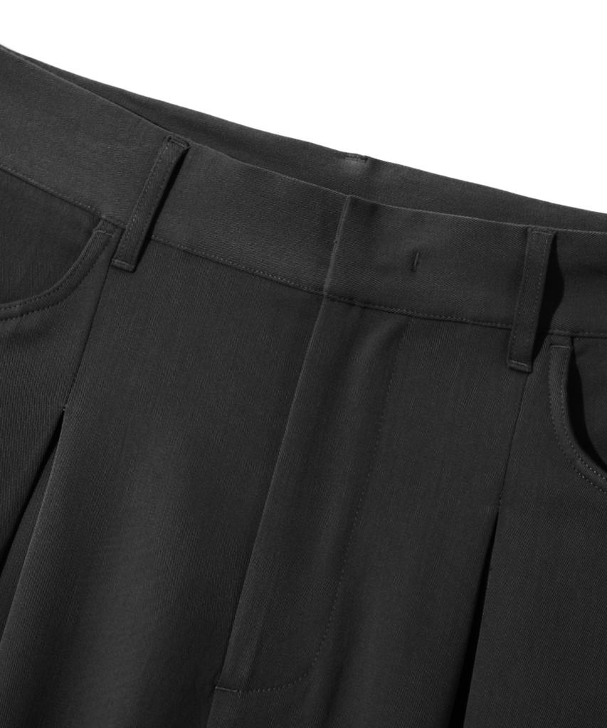 TRILLION Double Inverted Tuck Wide Pants [Black]