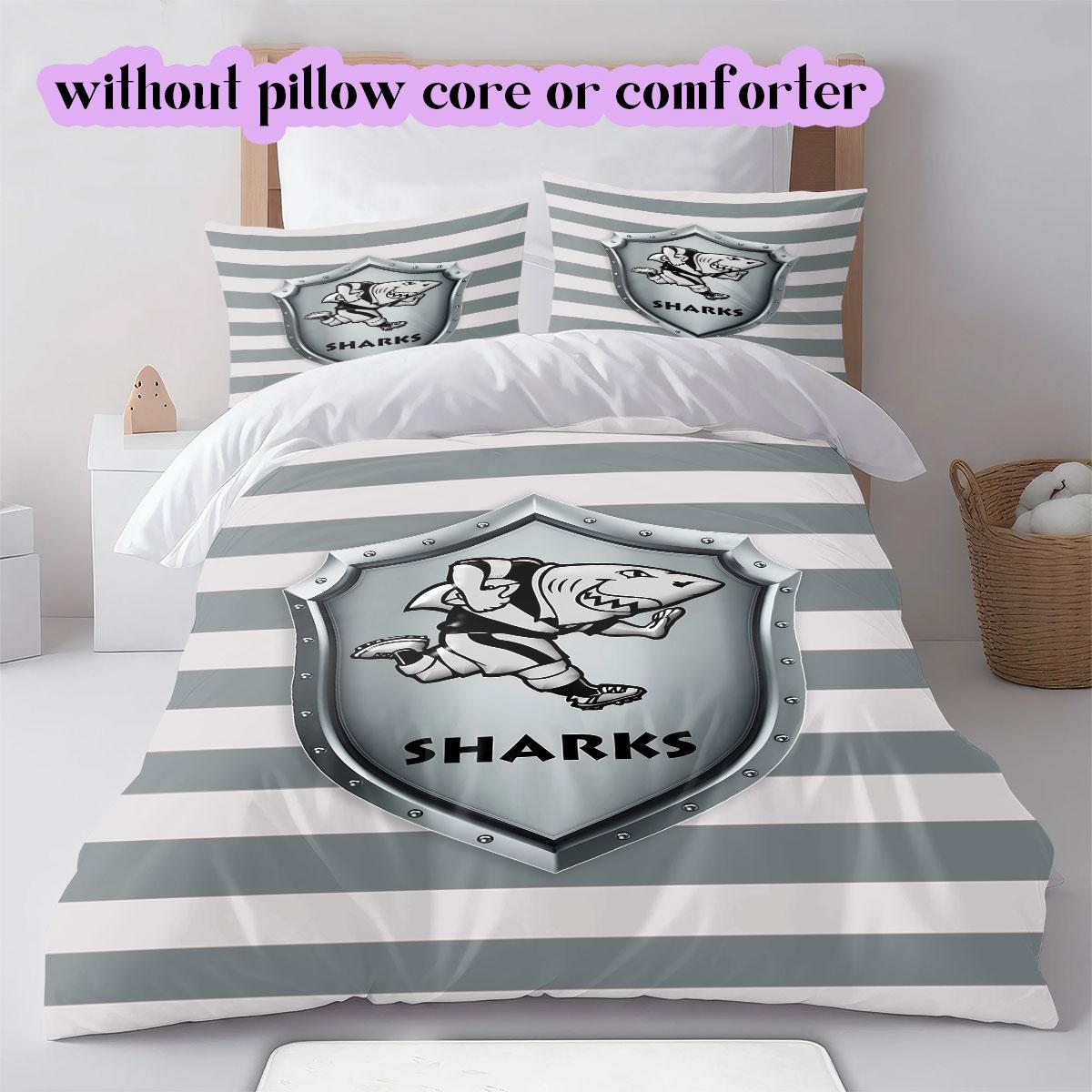 

Sharks rugby Pattern Bedding,Quilt Set Quilt Cover Pillowcase Home Birthday Gift (1*duvet cover+2*pillowcase,without core) 135x200cm